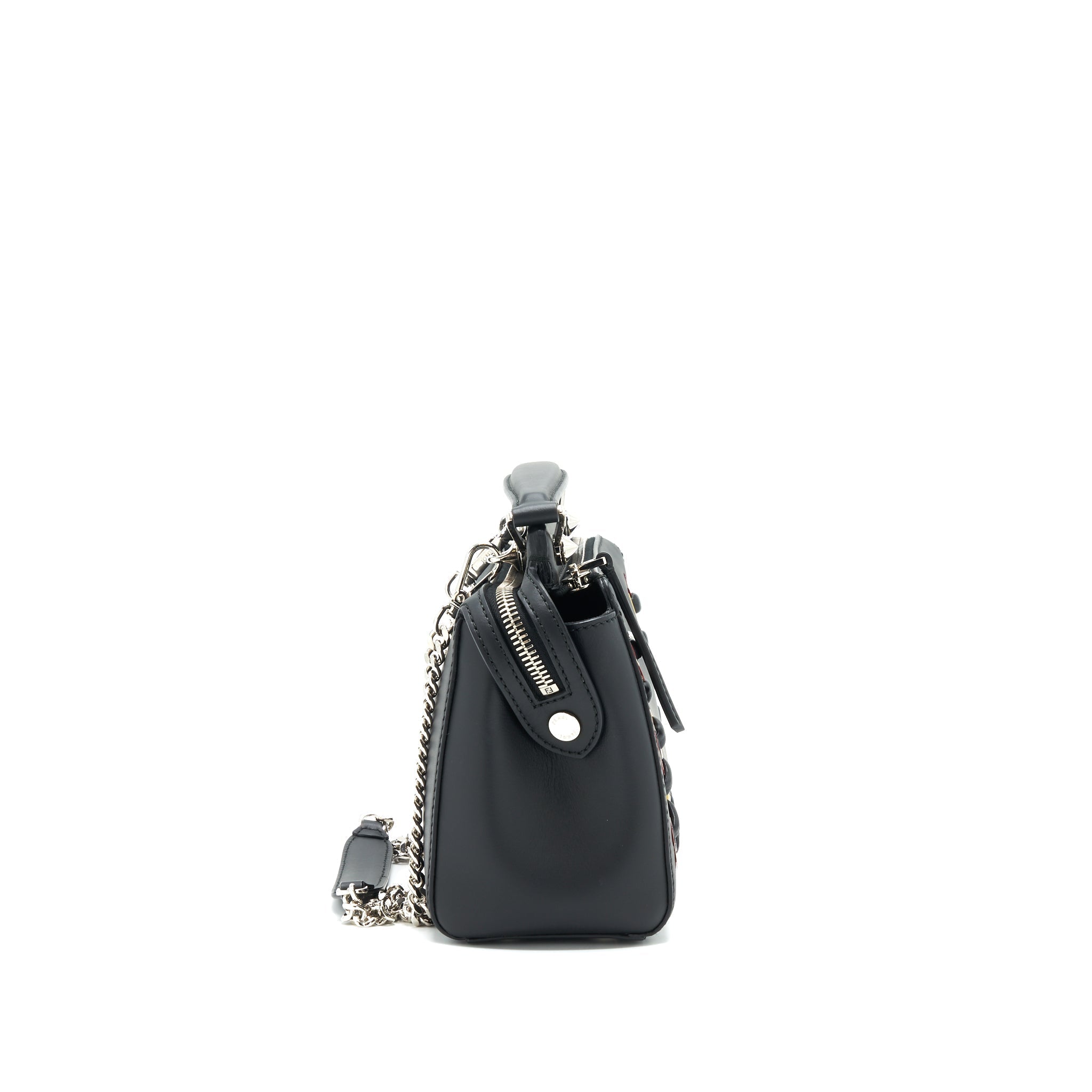 FENDI DOTCOM SHOULDER BAG BLACK WITH STITCH DETAILS