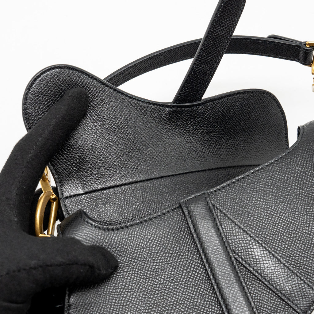 DIOR MINI SADDLE BAG CALFSKIN BLACK GHW