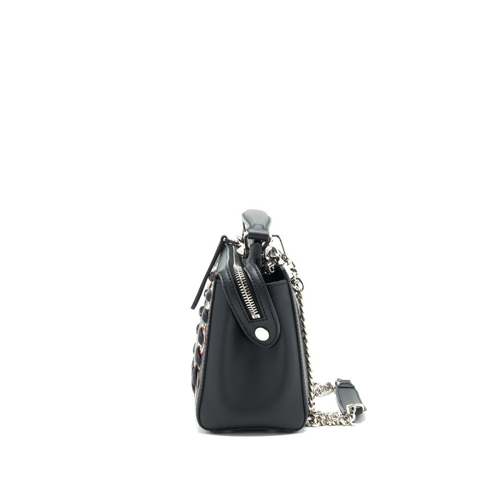 FENDI DOTCOM SHOULDER BAG BLACK WITH STITCH DETAILS