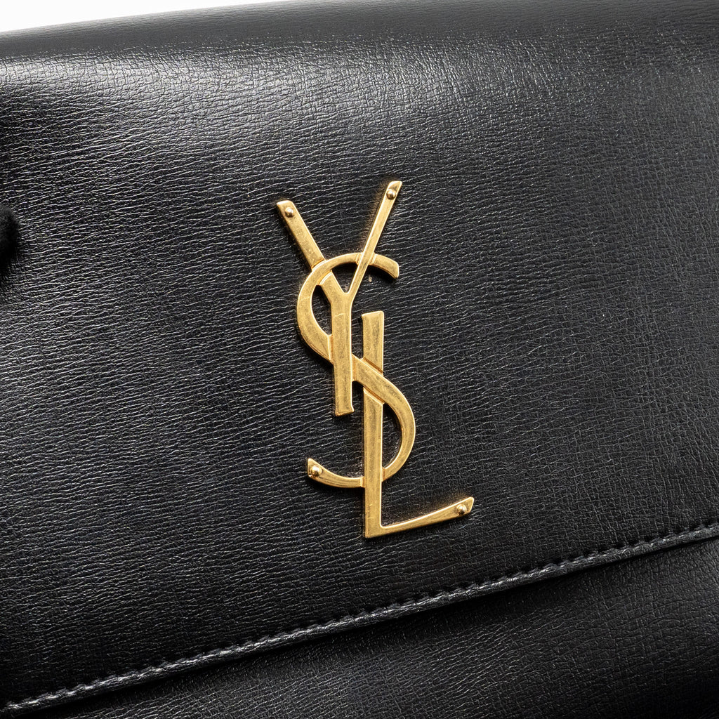 SAINT LAURENT/YSL MEDIUM SUNSET BAG SMOOTH LEATHER BLACK GHW