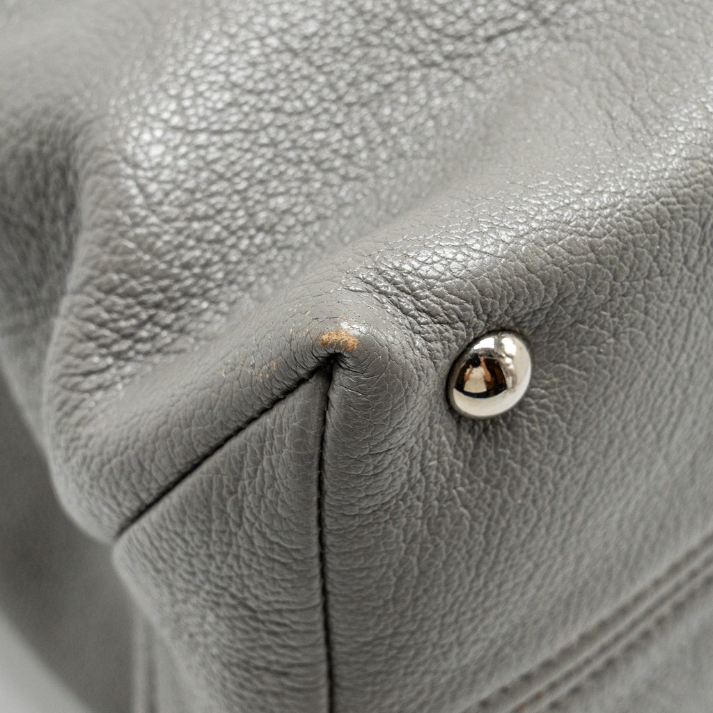 MIU MIU TOTE BAG LEATHER GREY SHW
