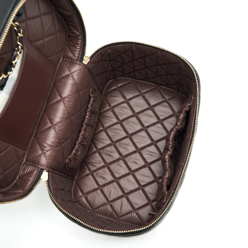 CHANEL TOP HANDLE VANITY CASE CAVIAR BLACK WITH LGHW