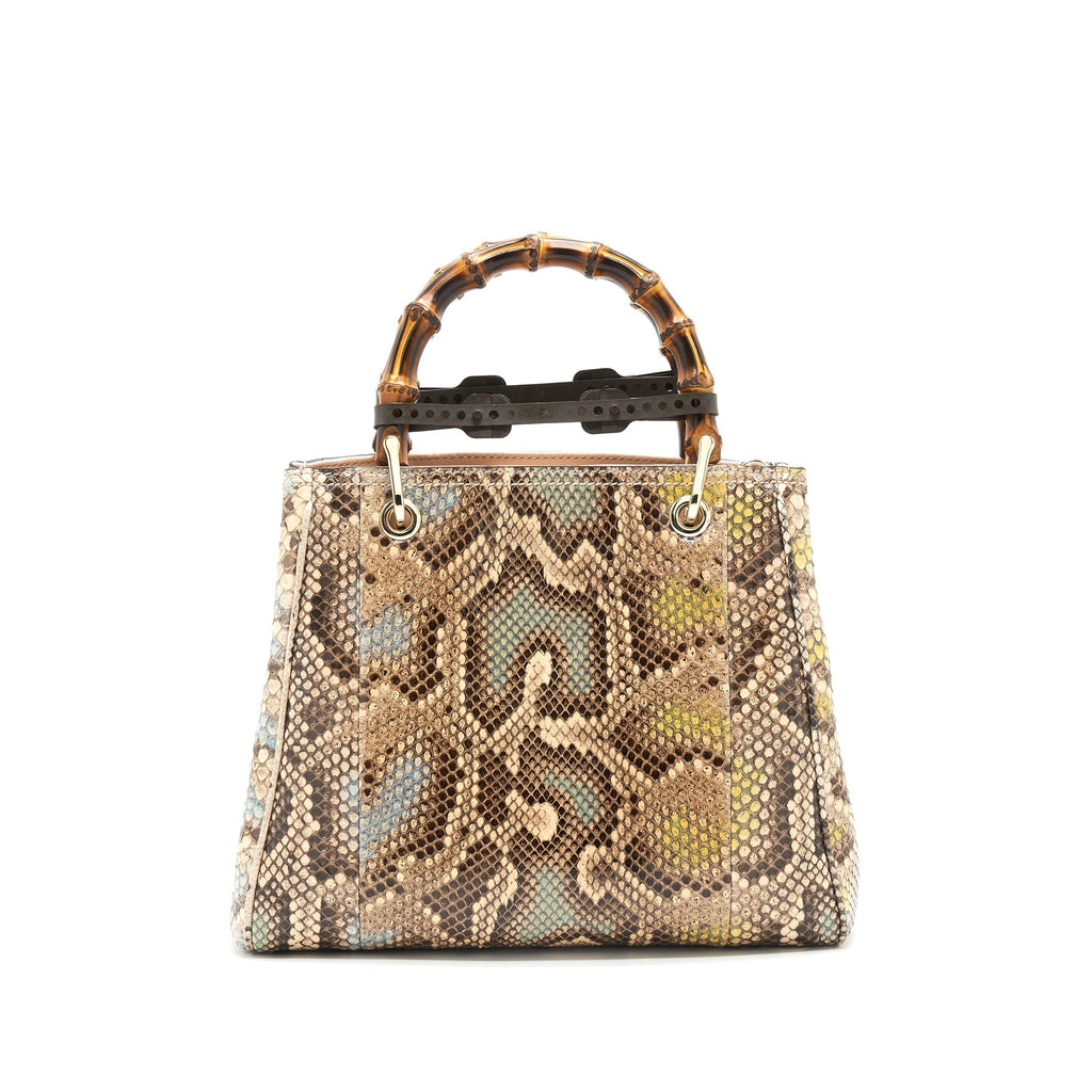 GUCCI PYTHON LEATHER BAMBOO HANDLE DIANA TOTE BAG