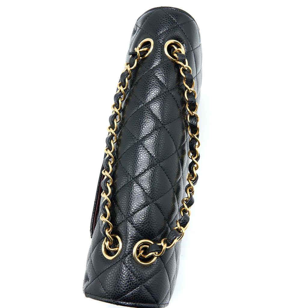 CHANEL MEDIUM CLASSIC DOUBLE FLAP BAG CAVIAR BLACK GHW (MICROCHIP)