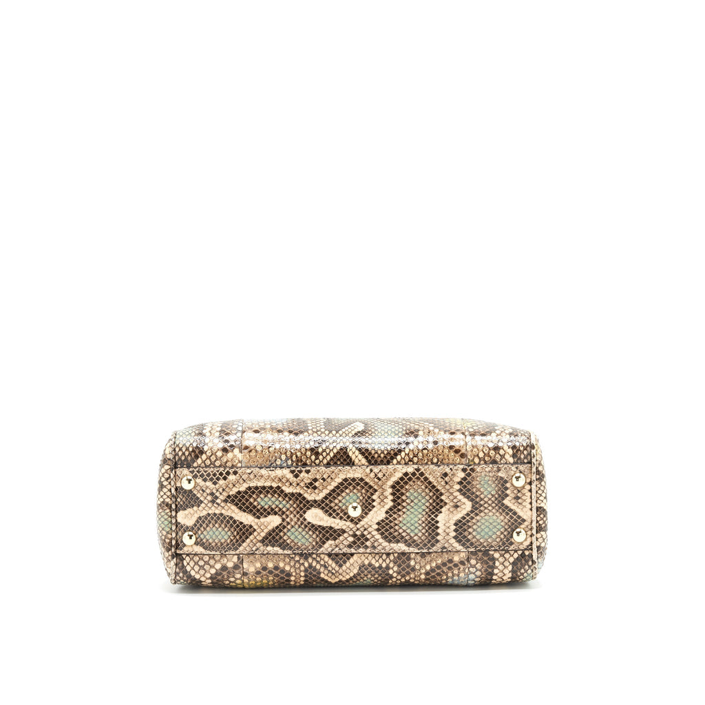 GUCCI PYTHON LEATHER BAMBOO HANDLE DIANA TOTE BAG