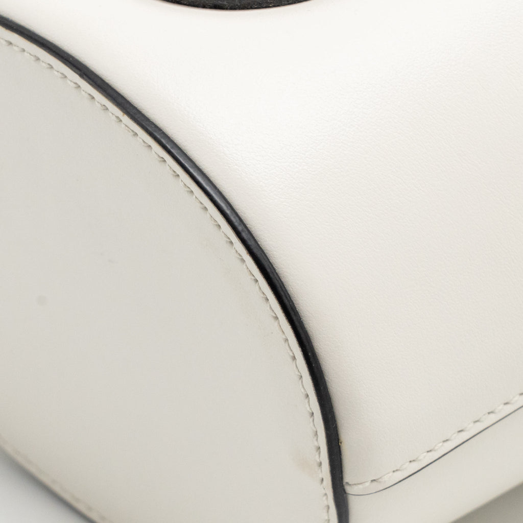 MIU MIU CITY SPORT BAMBOO HANDLE BUCKET BAG LEATHER WHITE GHW