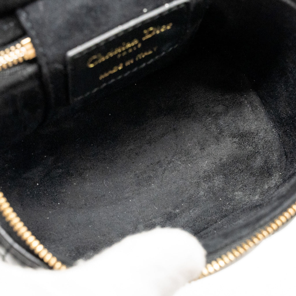 DIOR MICRO LADY DIOR VANITY CASE BAG CANNAGE LAMBSKIN BLACK LGHW