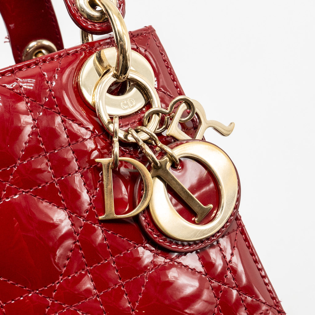 DIOR MINI LADY DIOR PATENT RED GHW