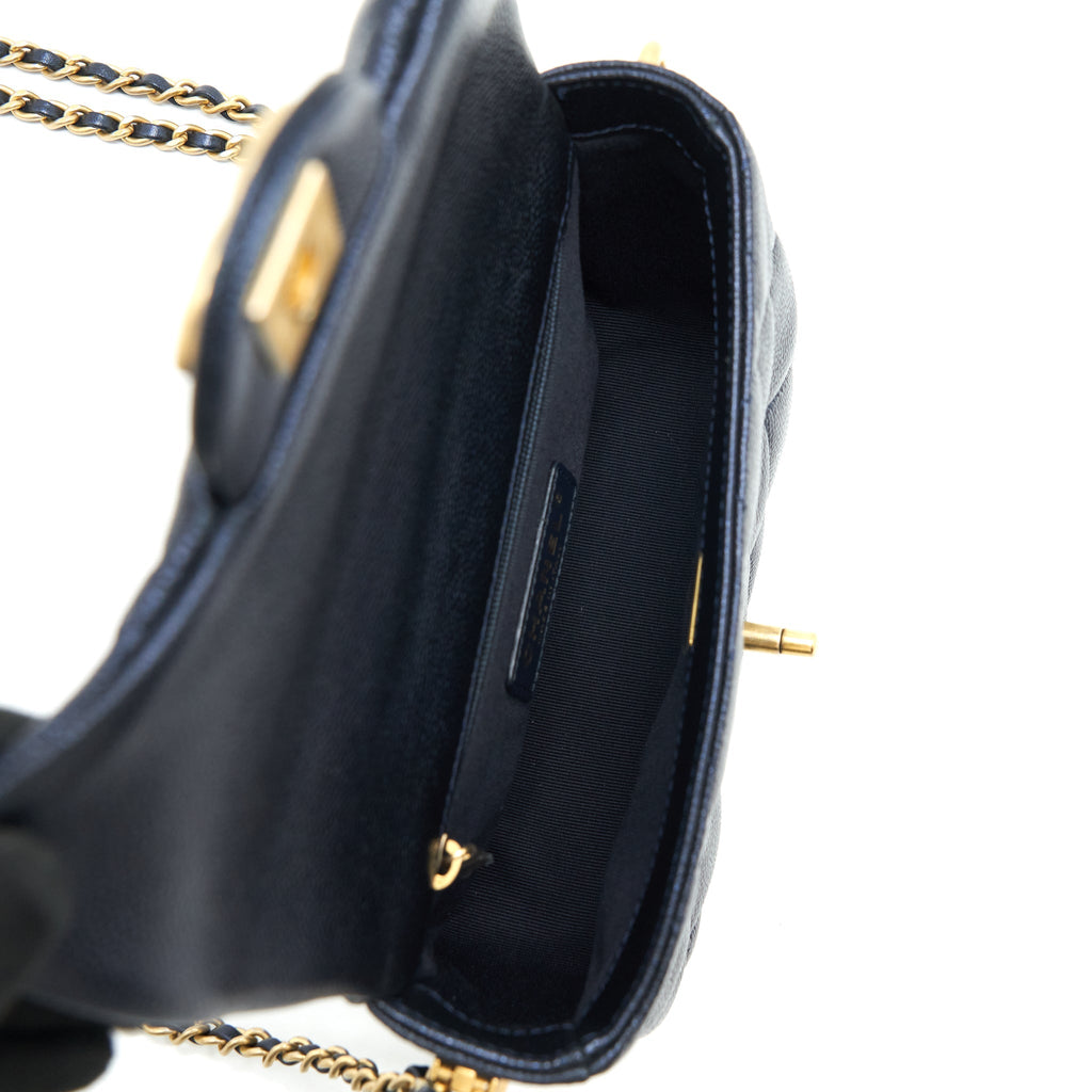 CHANEL 21K MY PERFECT MINI FLAP BAG CAVIAR BLACK GHW