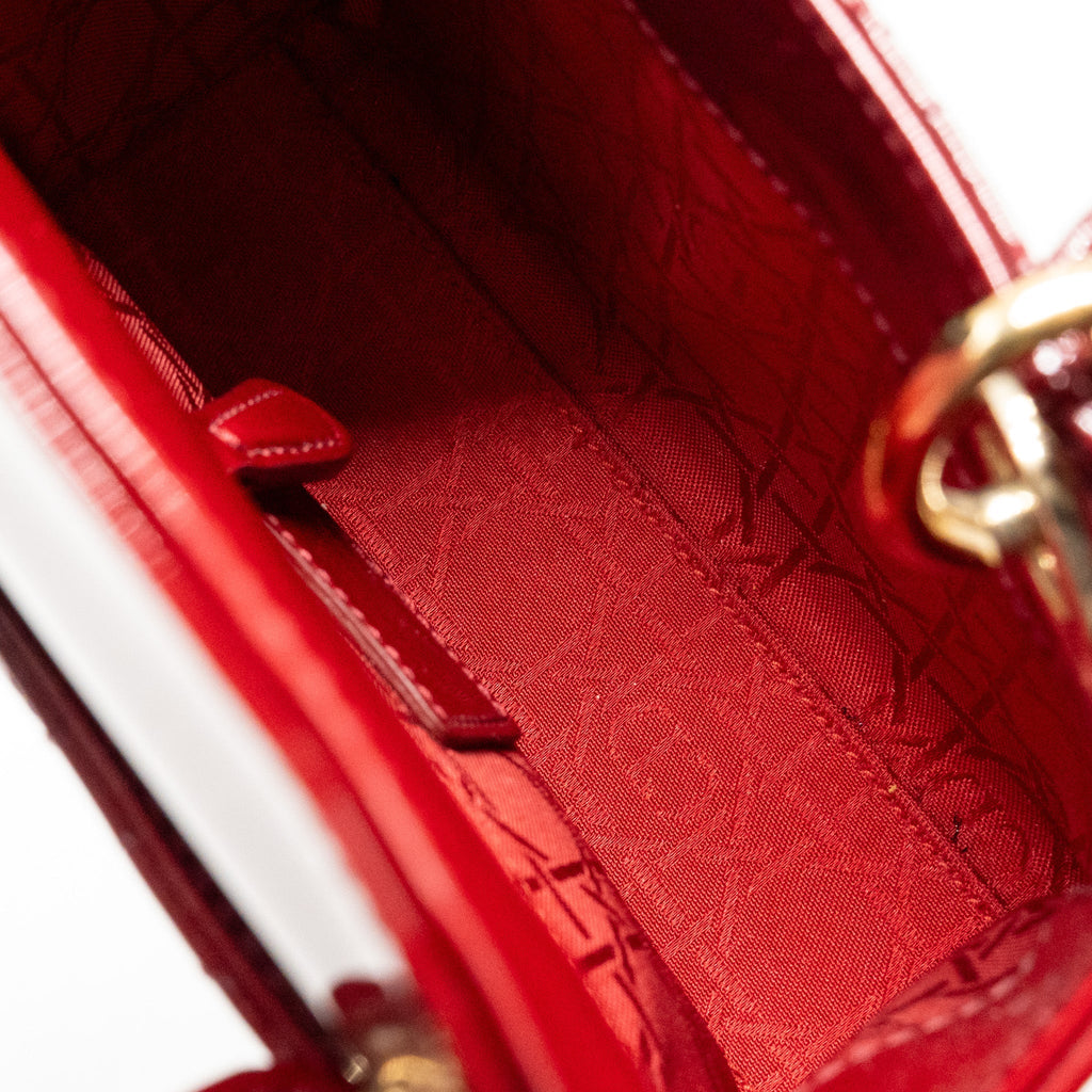 DIOR MINI LADY DIOR PATENT RED GHW