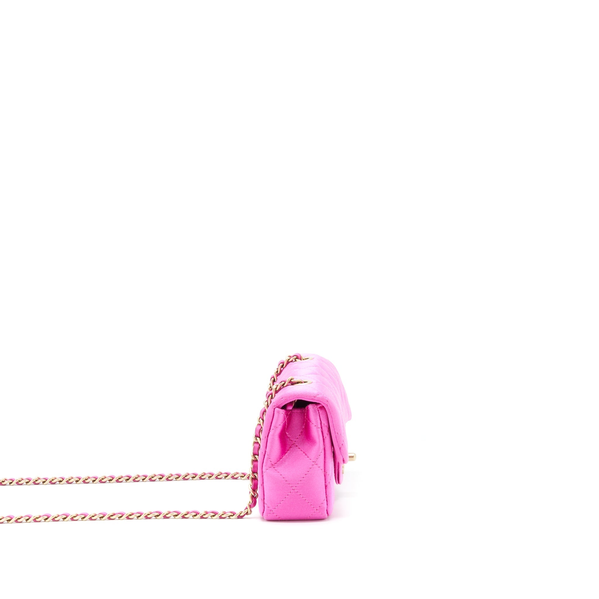 CHANEL EXTRA MINI RECTANGULAR FLAP BAG SILK PINK GHW