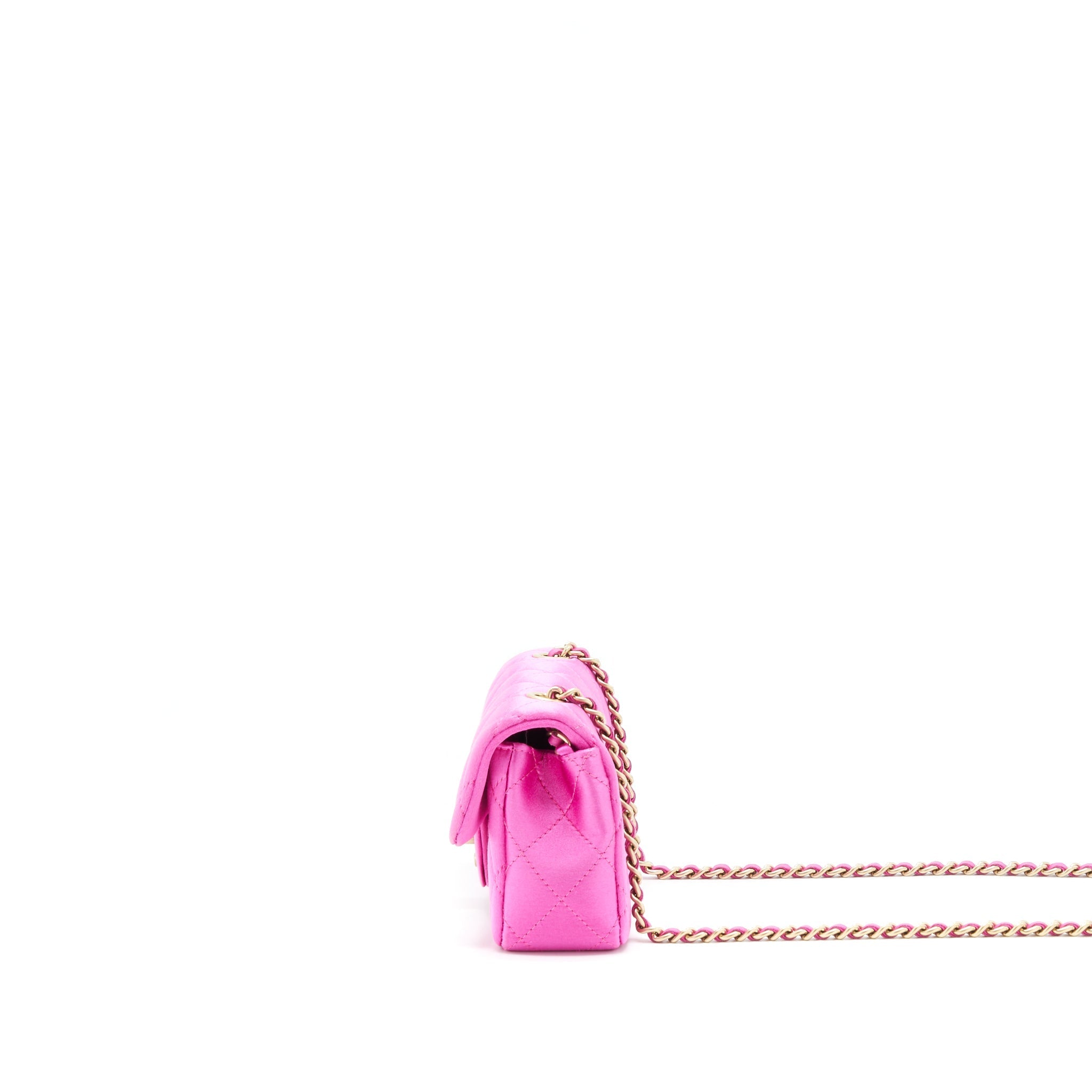 CHANEL EXTRA MINI RECTANGULAR FLAP BAG SILK PINK GHW