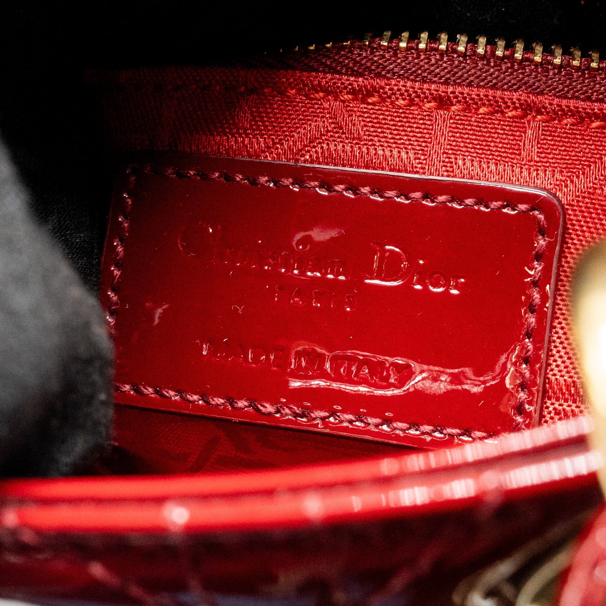 DIOR MINI LADY DIOR PATENT RED GHW