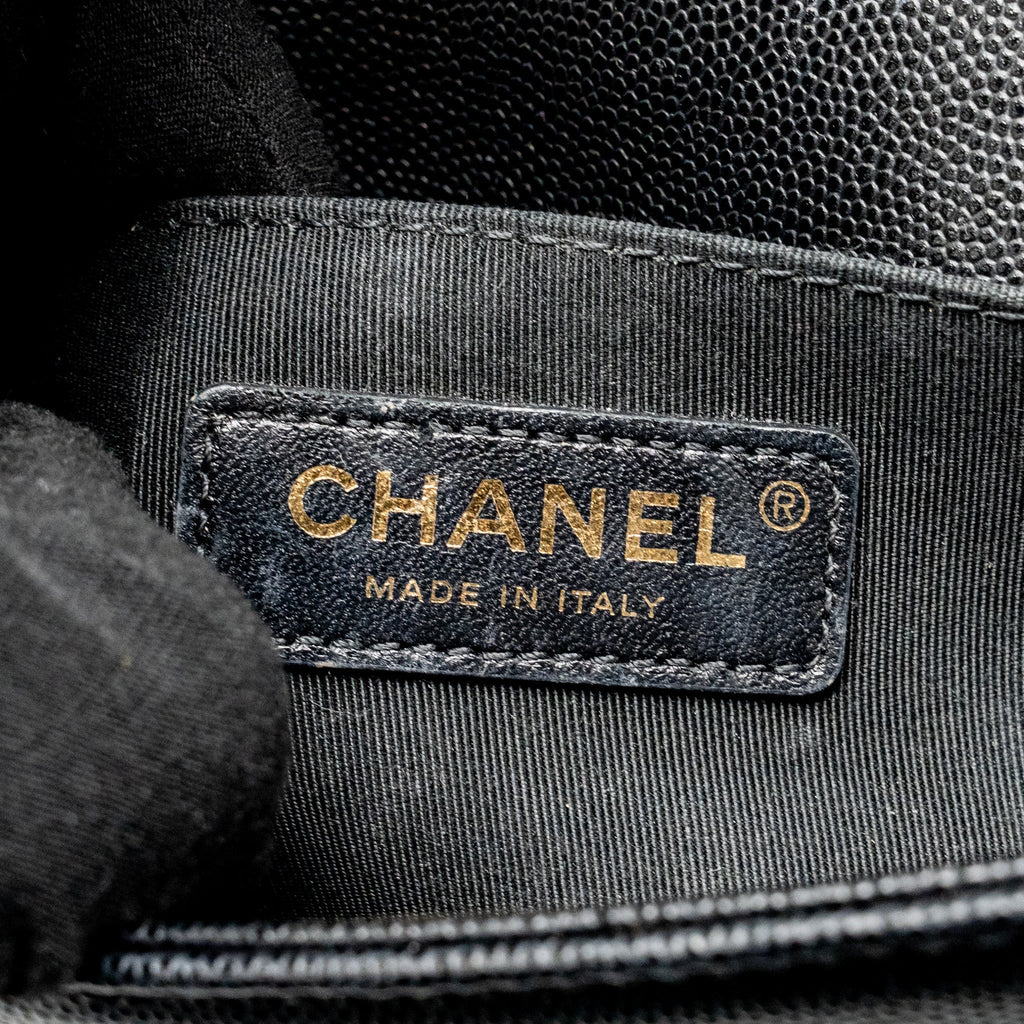 CHANEL SMALL BOY BAG CAVIAR BLACK GHW (MICROCHIP)