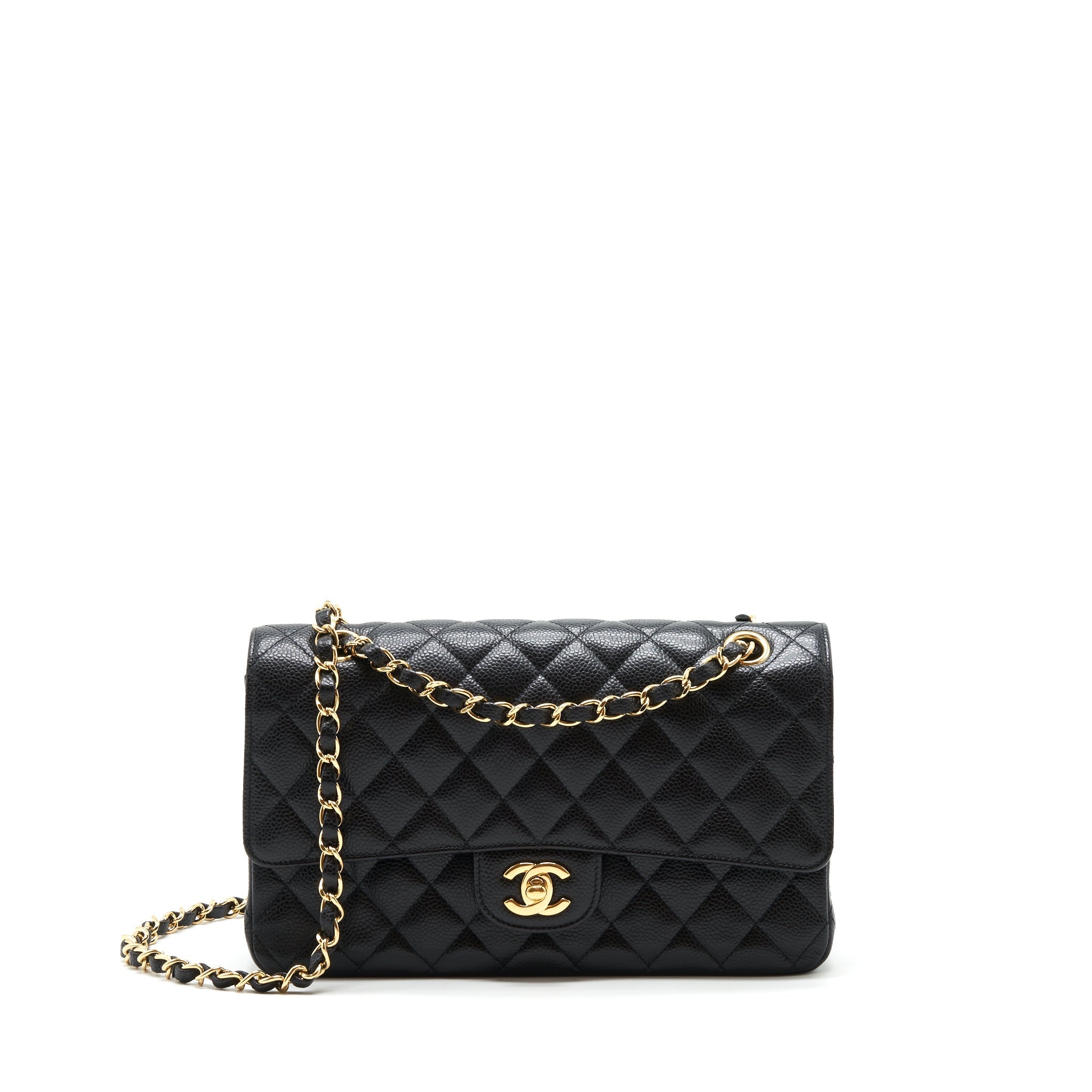 CHANEL MEDIUM CLASSIC DOUBLE FLAP BAG CAVIAR BLACK GHW