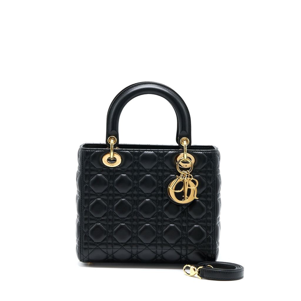 DIOR MEDIUM LADY DIOR LAMBSKIN BLACK GHW