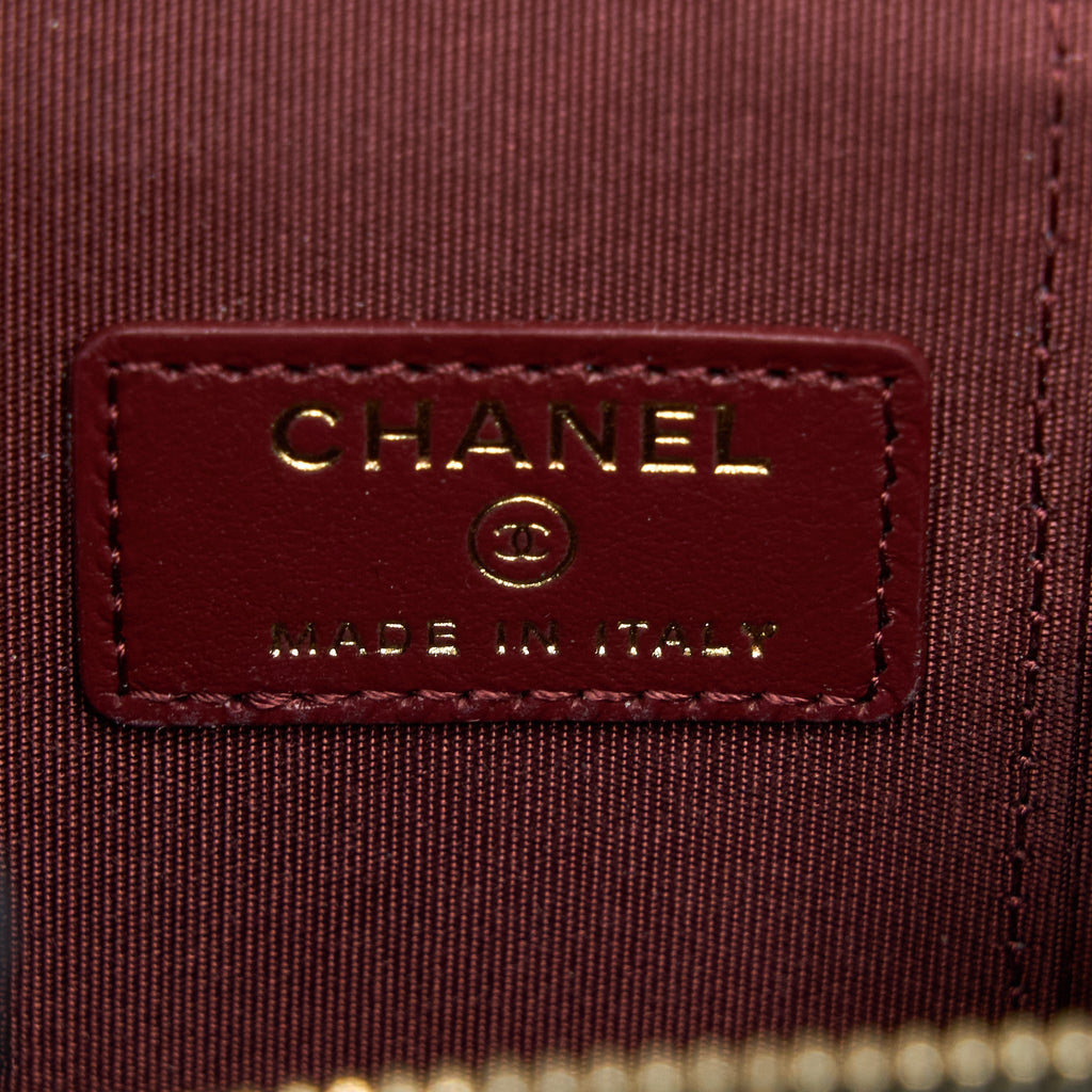 CHANEL 21A GOLD CRUSH MINI VANITY CASE CALFSKIN BLACK BRUSHED GHW
