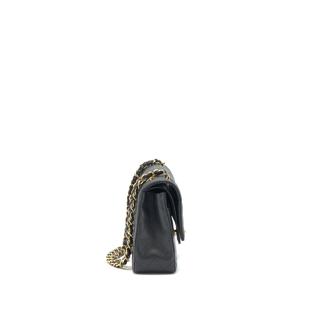 CHANEL MEDIUM CLASSIC DOUBLE FLAP BAG CAVIAR BLACK GHW