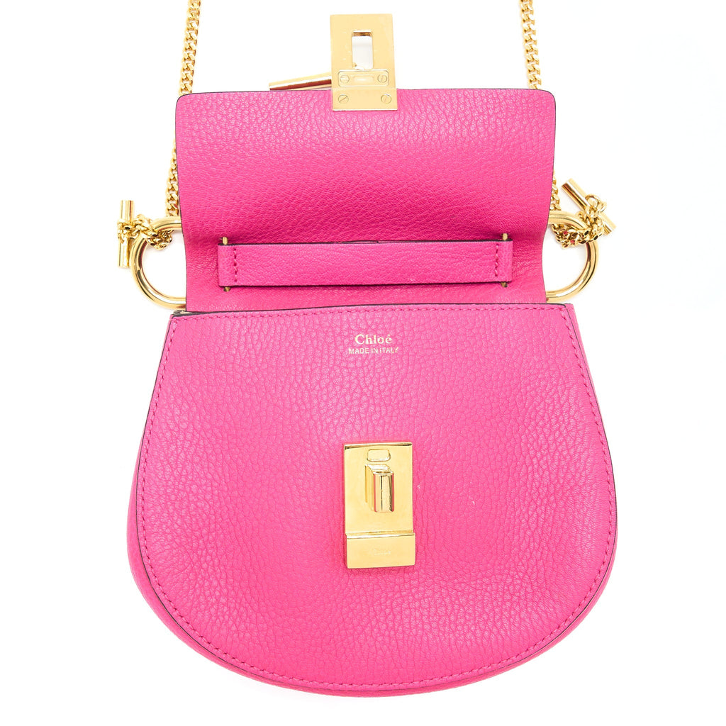 CHLOE DREW SHOULDER BAG GRAINED CALFSKIN PINK GHW