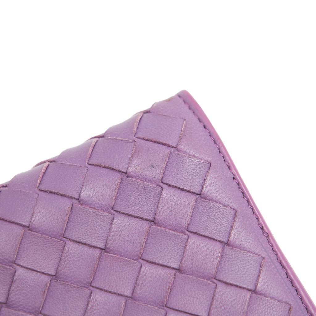 BOTTEGA VENETA LEATHER SMALL COMPACT AND LONG WALLET IN PURPLE SELL IN A SET