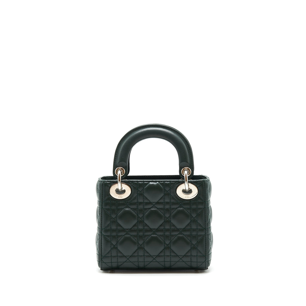 DIOR MINI LADY DIOR LAMBSKIN DARK GREEN SHW