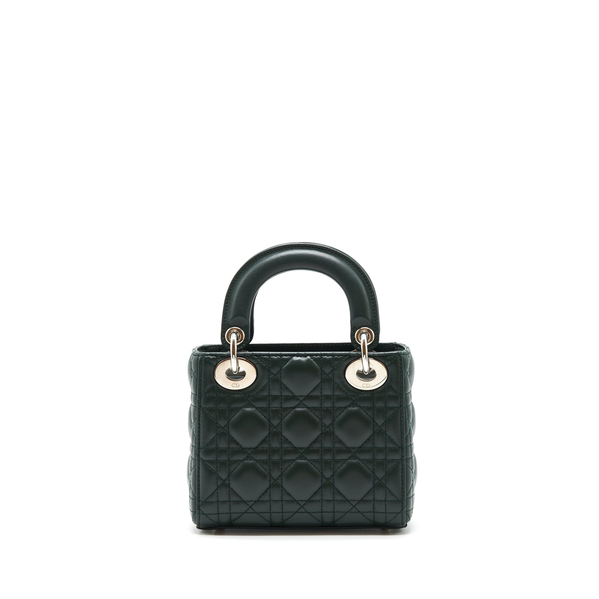DIOR MINI LADY DIOR LAMBSKIN DARK GREEN SHW