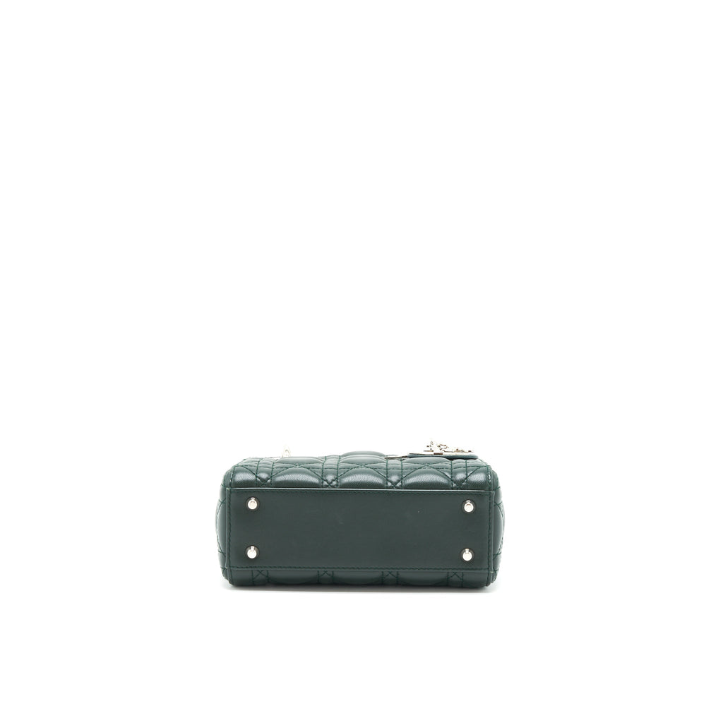 DIOR MINI LADY DIOR LAMBSKIN DARK GREEN SHW