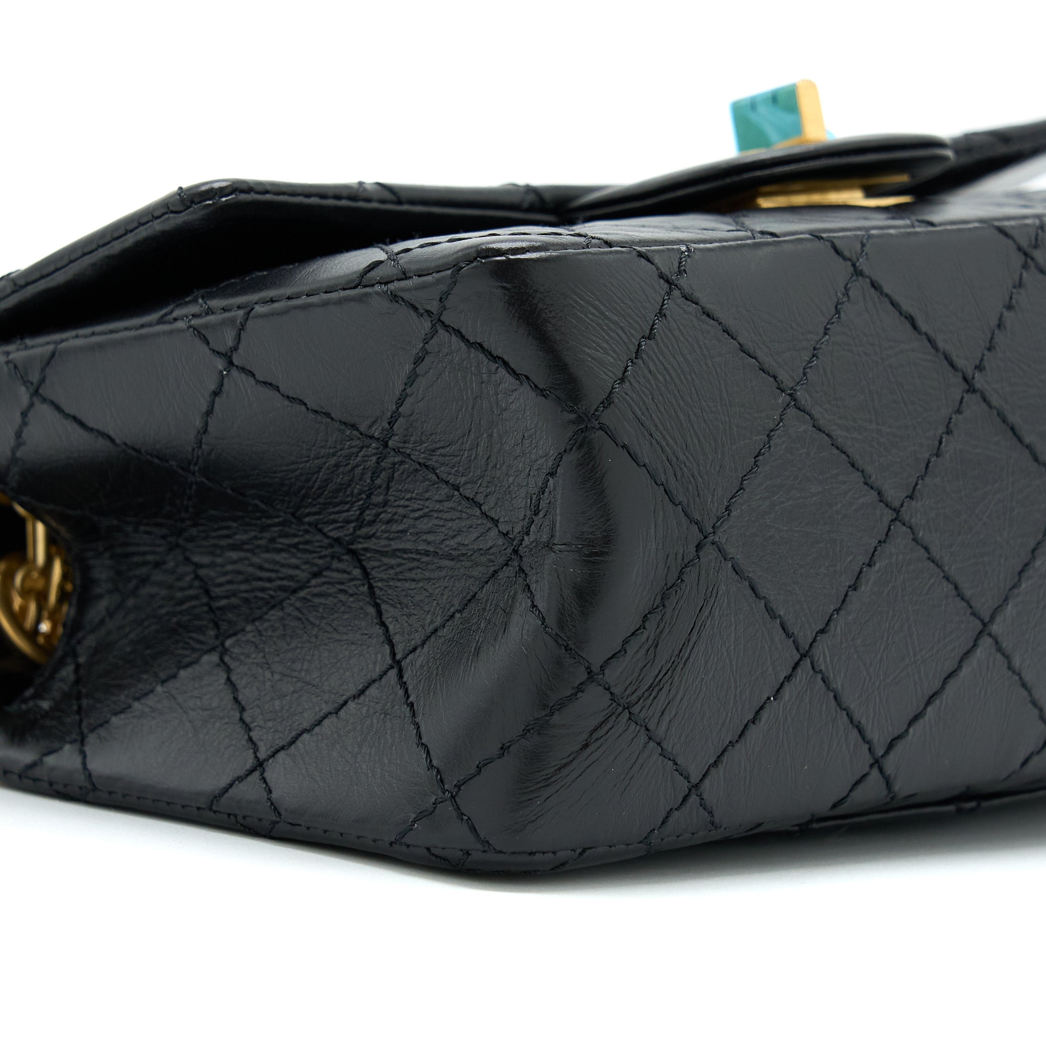 CHANEL MINI 2.55 REISSUE FLAP BAG AGED CALFSKIN BLACK GHW (MICROCHIP)