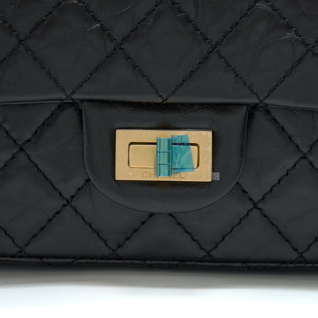 CHANEL MINI 2.55 REISSUE FLAP BAG AGED CALFSKIN BLACK GHW (MICROCHIP)