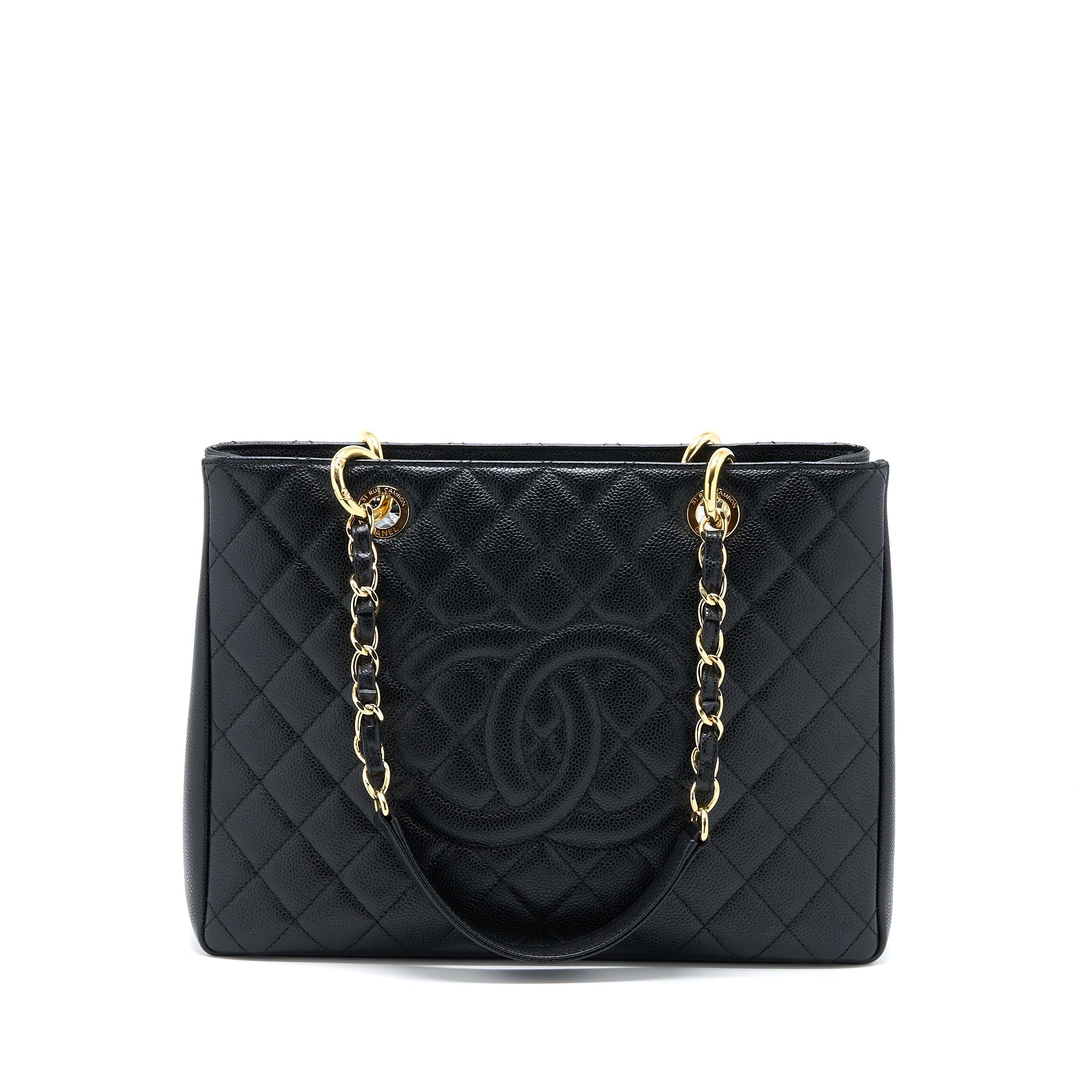 CHANEL GRAND SHOPPING TOTE BAG CAVIAR BLACK GHW