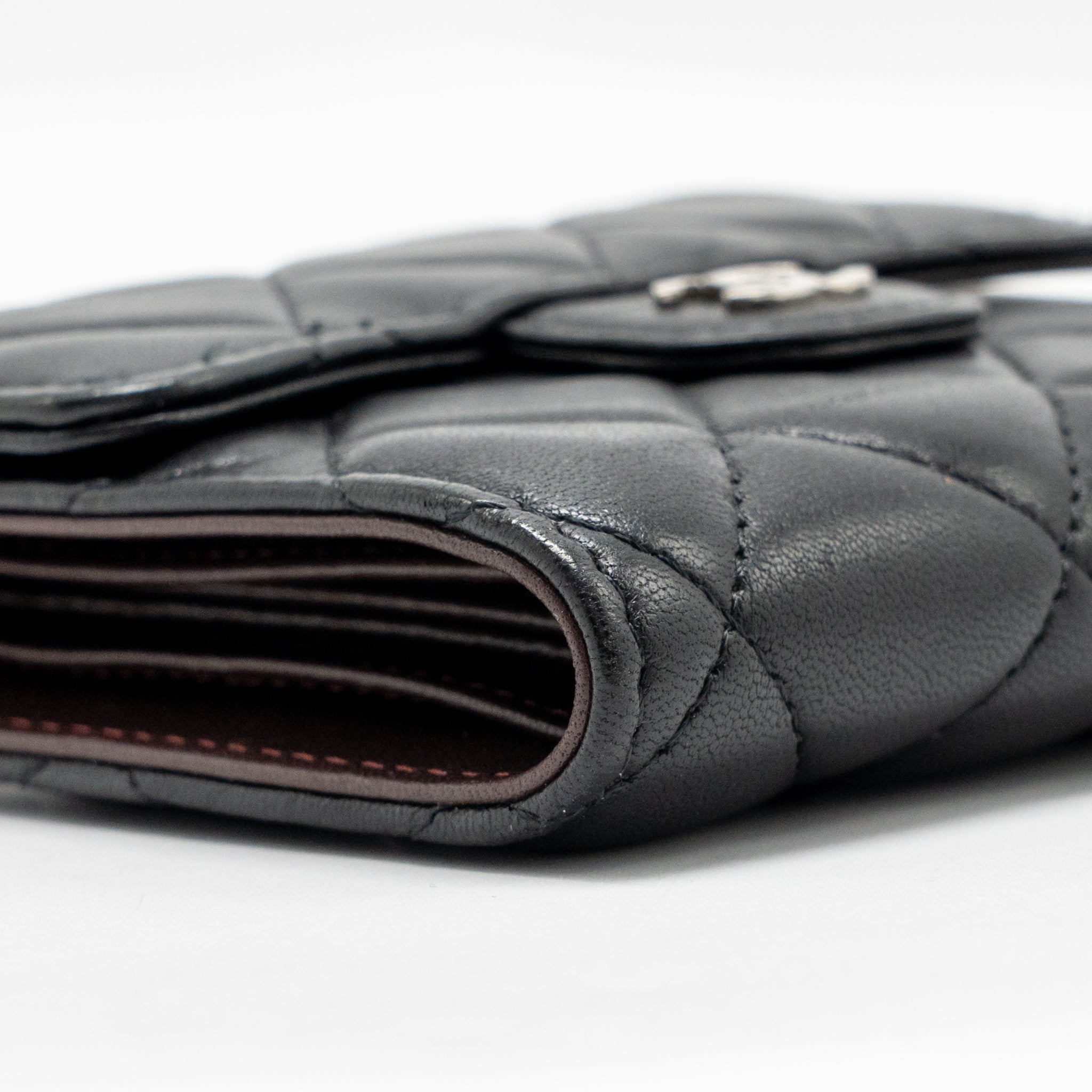 CHANEL SMALL CLASSIC FLAP WALLET LAMBSKIN BLACK SHW