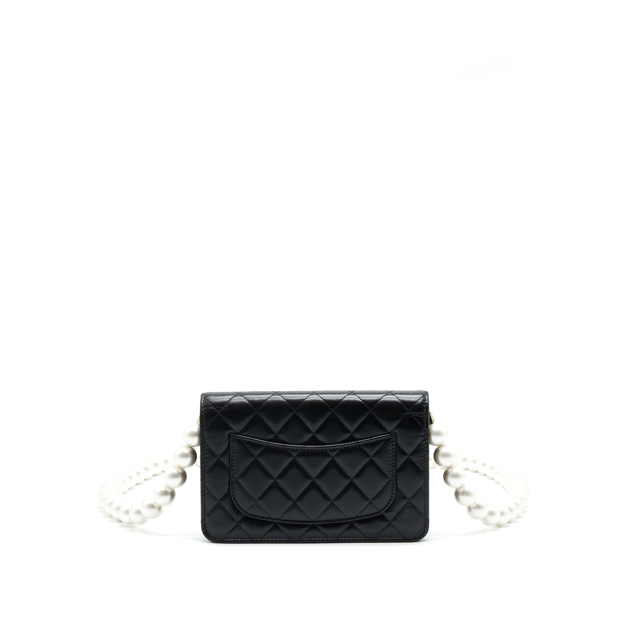 CHANEL GIANT PEARL CRUSH WALLET ON CHAIN BLACK