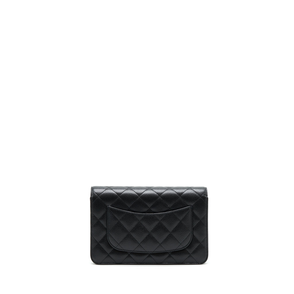 CHANEL CLASSIC WALLET ON CHAIN CAVIAR BLACK SHW (MICROCHIP)