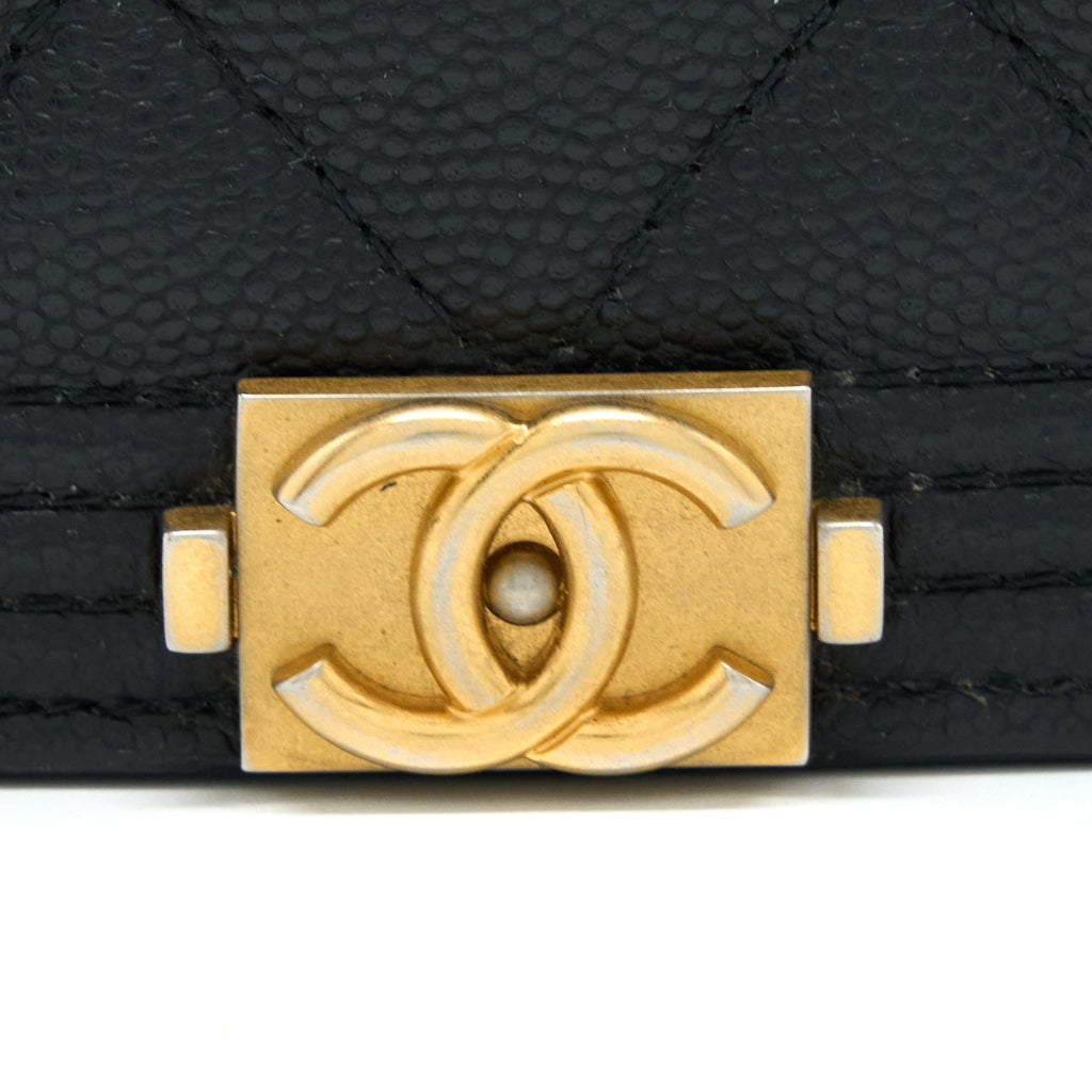 CHANEL CLASSIC BOY WALLET ON CHAIN CAVIAR BLACK GHW