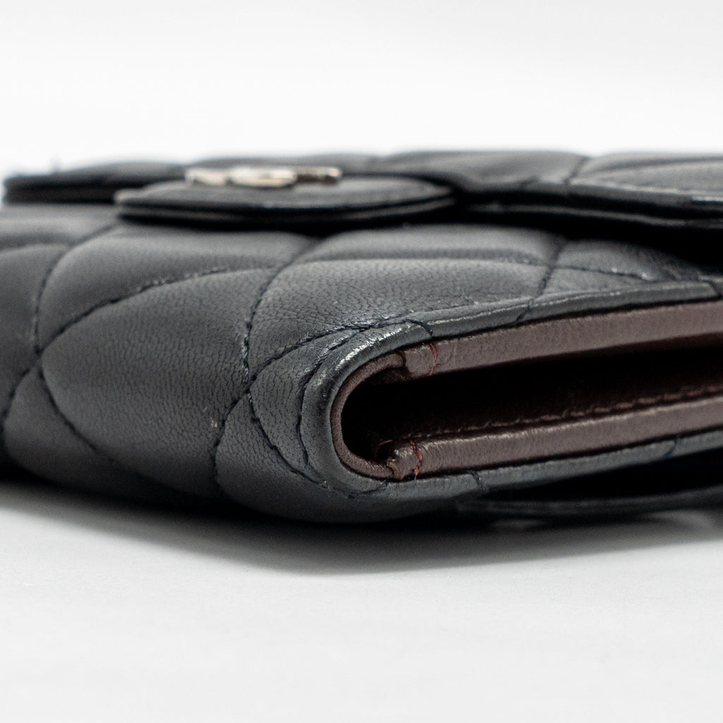 CHANEL SMALL CLASSIC FLAP WALLET LAMBSKIN BLACK SHW