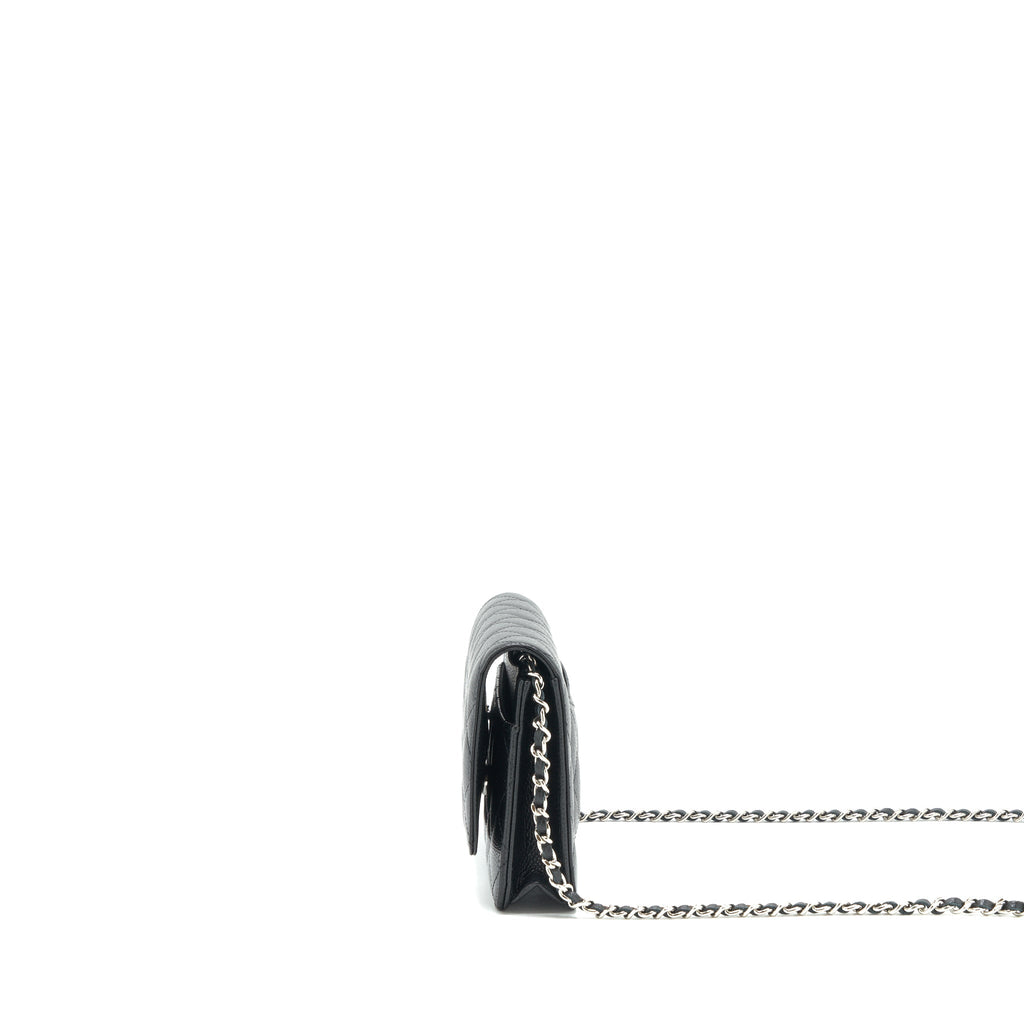 CHANEL CLASSIC WALLET ON CHAIN CAVIAR BLACK SHW (MICROCHIP)
