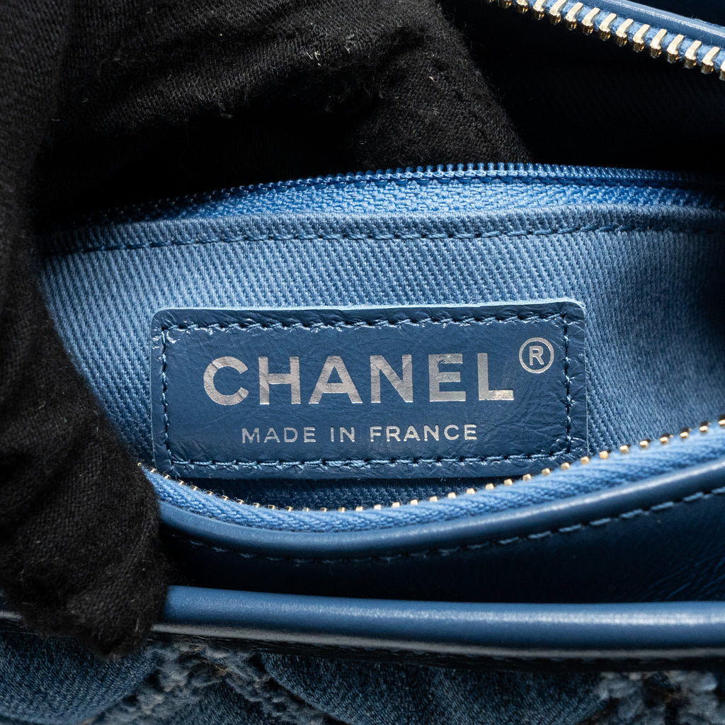CHANEL SMALL GABRIELLE HOBO BAG BLUE DENIM GHW