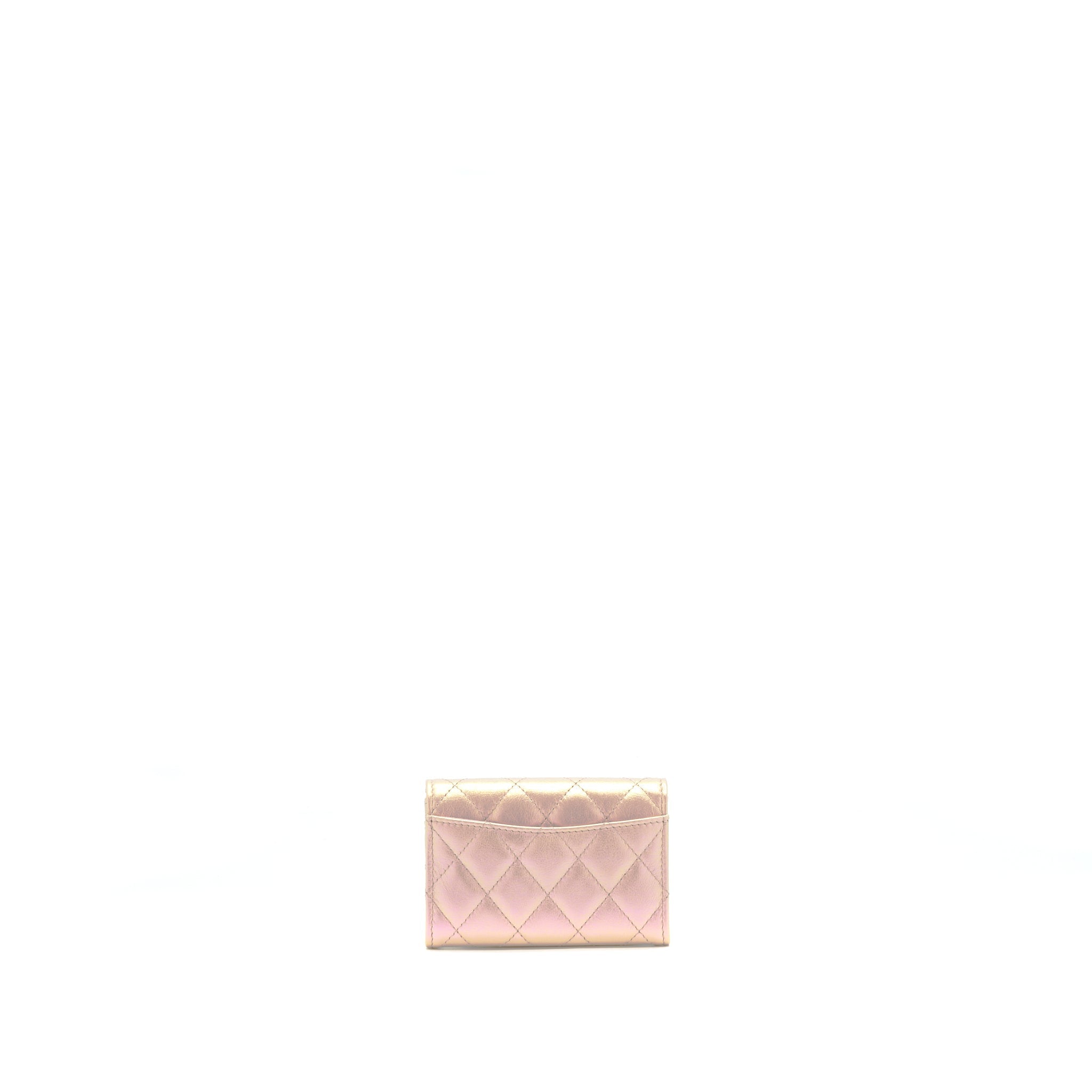 CHANEL 21K IRIDESCENT PINK FLAP CARD HOLDER