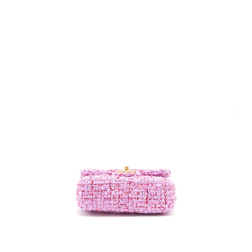 CHANEL 22P SQUARE FLAP BAG TWEED PINK WITH PINK HARDWARE