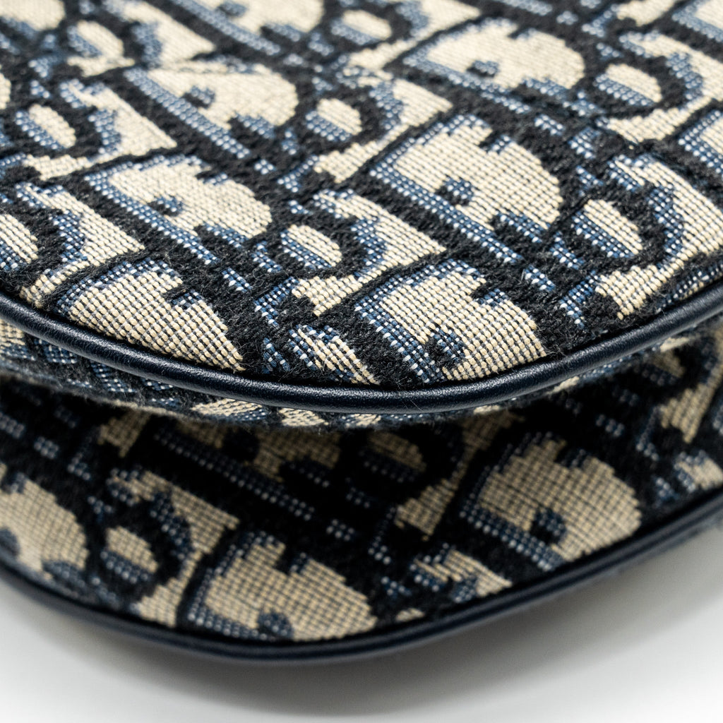 DIOR MEDIUM SADDLE BAG BLUE OBLIQUE CANVAS GHW
