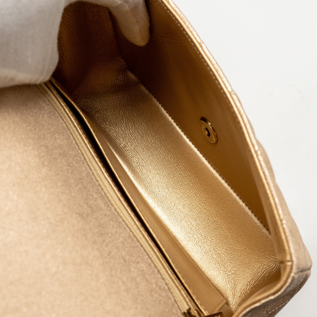 CHANEL MINI RECTANGULAR FLAP BAG LAMBSKIN METALLIC GOLD LGHW