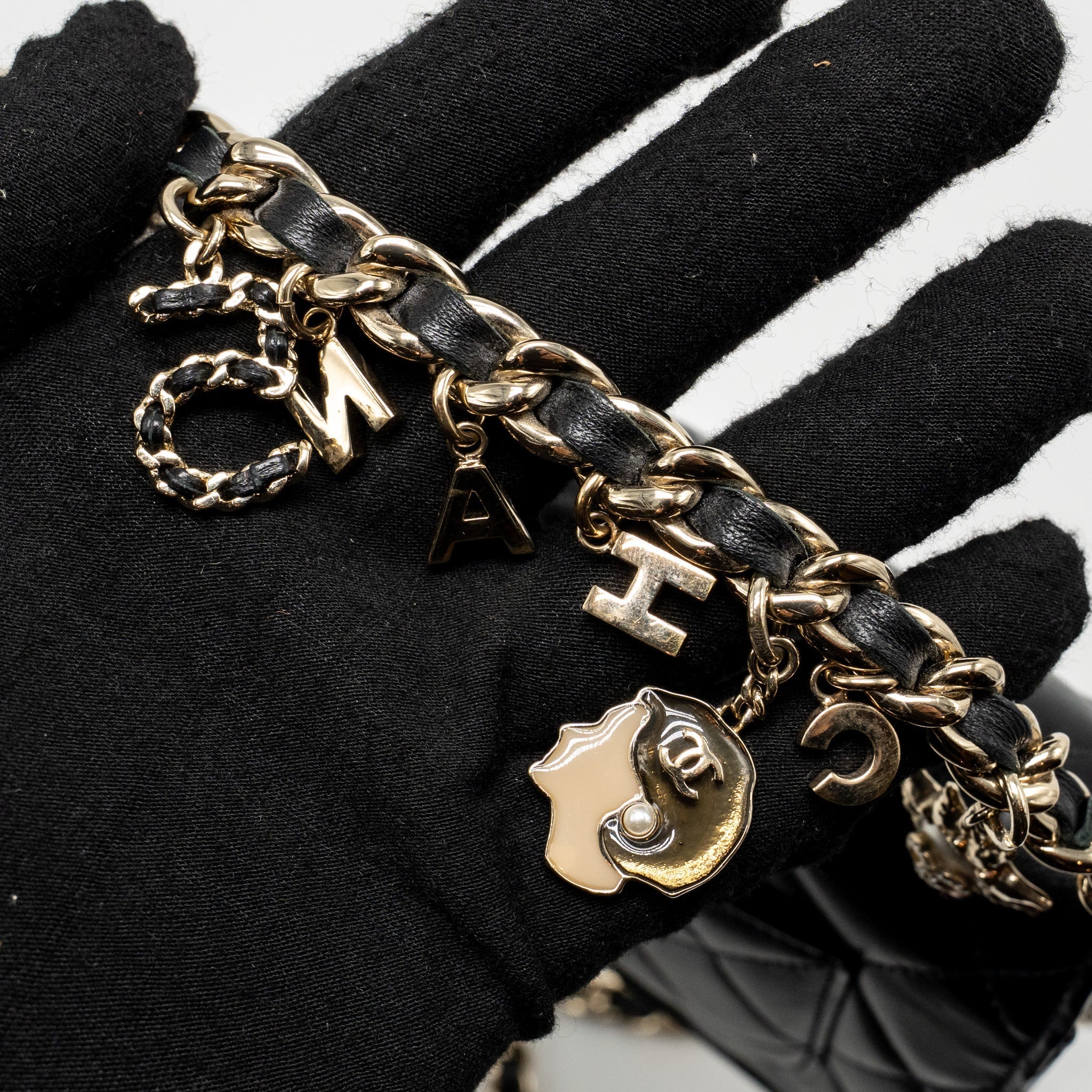 CHANEL COCO CHARM WALLET ON CHAIN LAMBSKIN BLACK LGHW