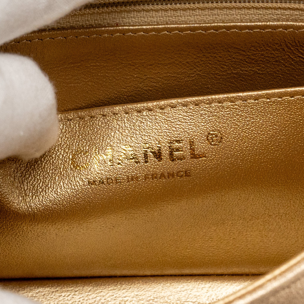 CHANEL MINI RECTANGULAR FLAP BAG LAMBSKIN METALLIC GOLD LGHW
