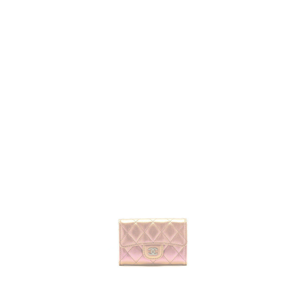CHANEL 21K IRIDESCENT PINK FLAP CARD HOLDER