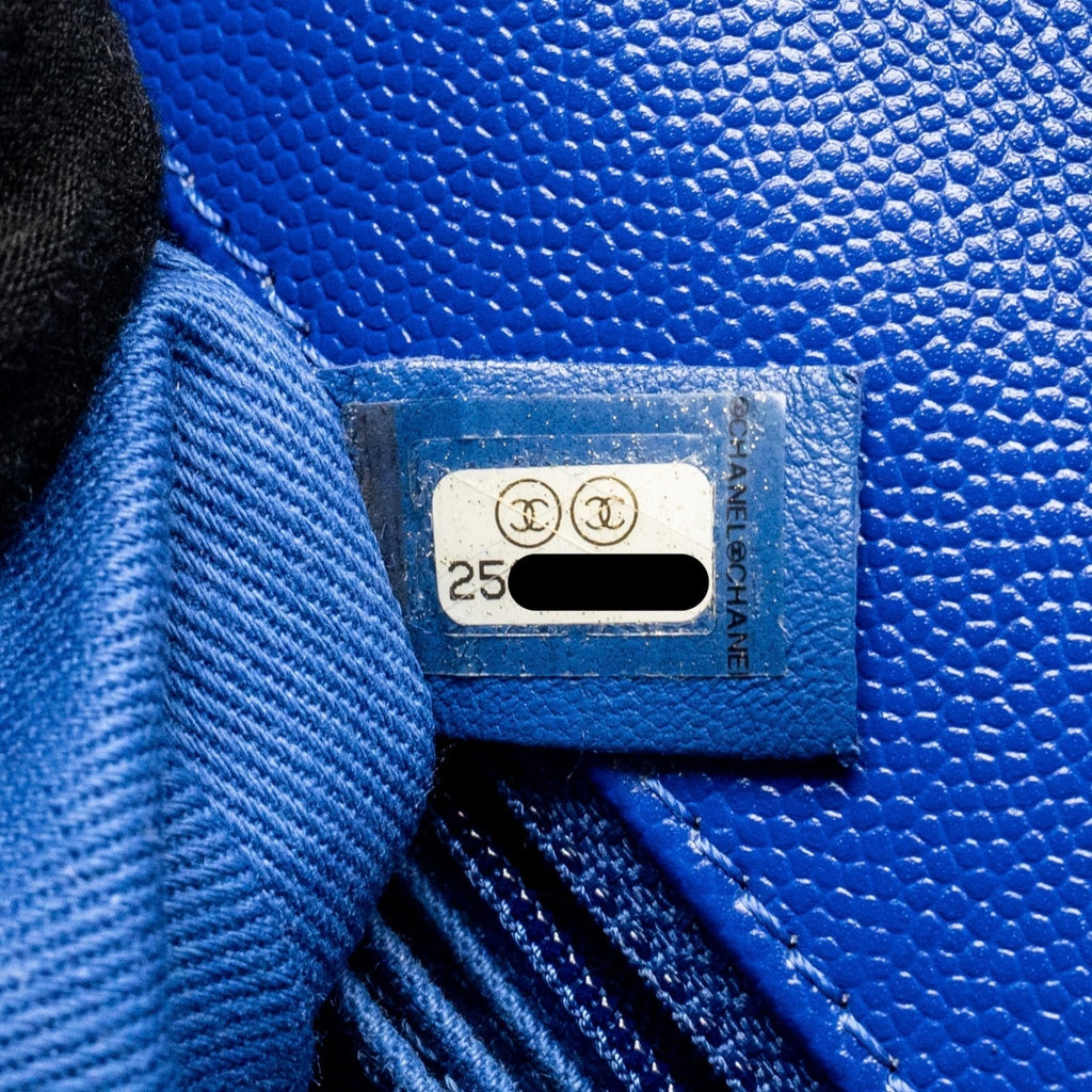 CHANEL SMALL COCO HANDLE CHEVRON CAVIAR BLUE GHW