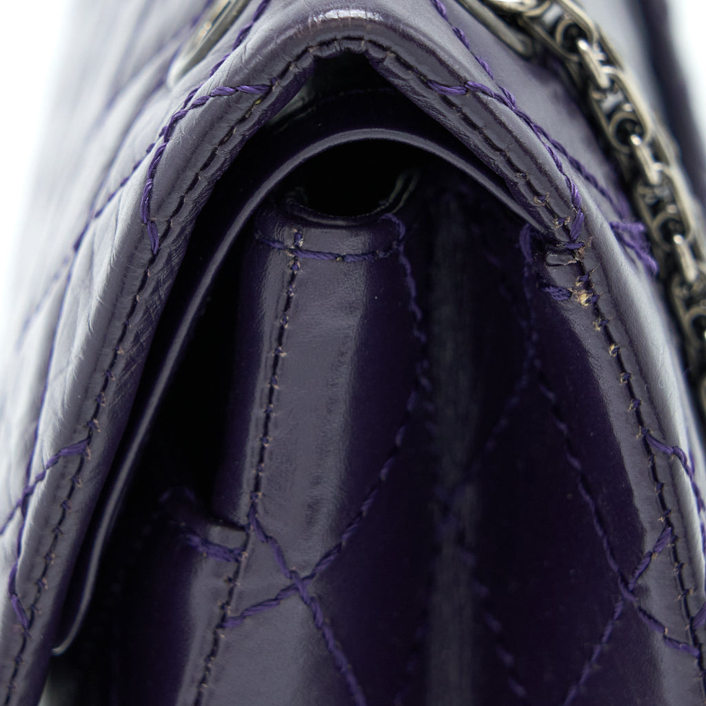 CHANEL LARGE 2.55 REISSUE FLAP BAG AGED CALFSKIN DARK PURPLE RUTHENIUM HARDWARE