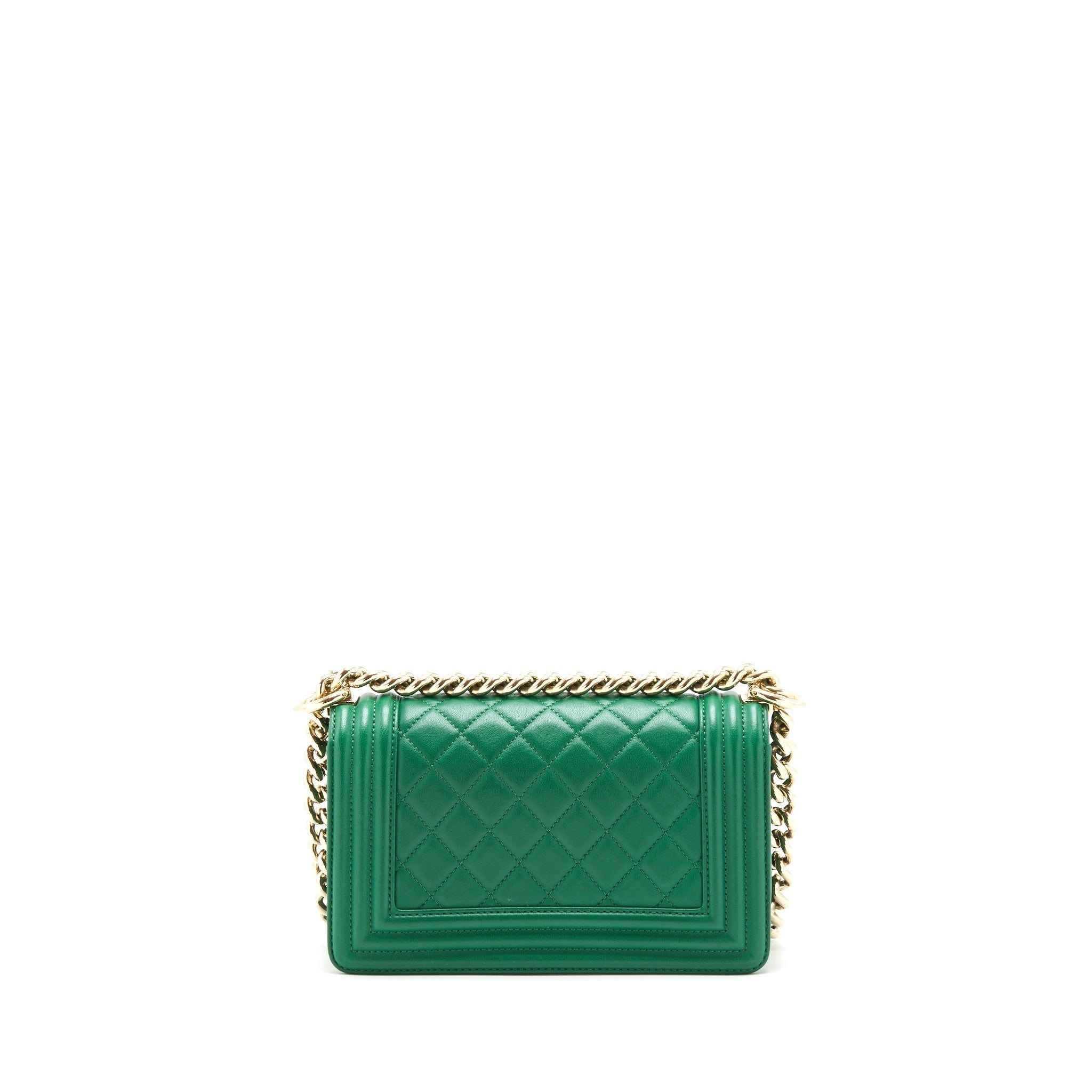 CHANEL SMALL BOY BAG LAMBSKIN GREEN LGHW