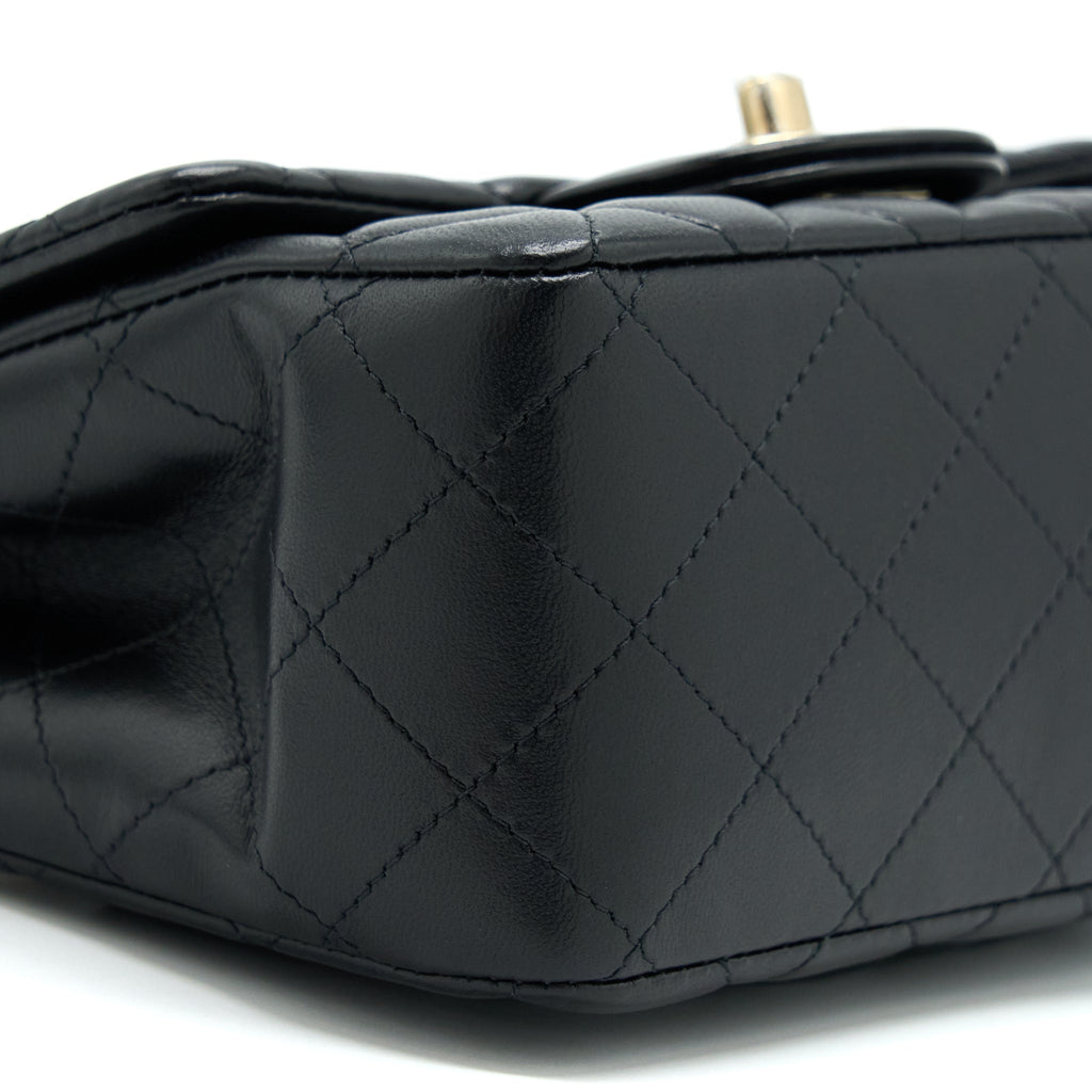 CHANEL MINI SQUARE FLAP BAG LAMBSKIN BLACK GHW (MICROCHIP)