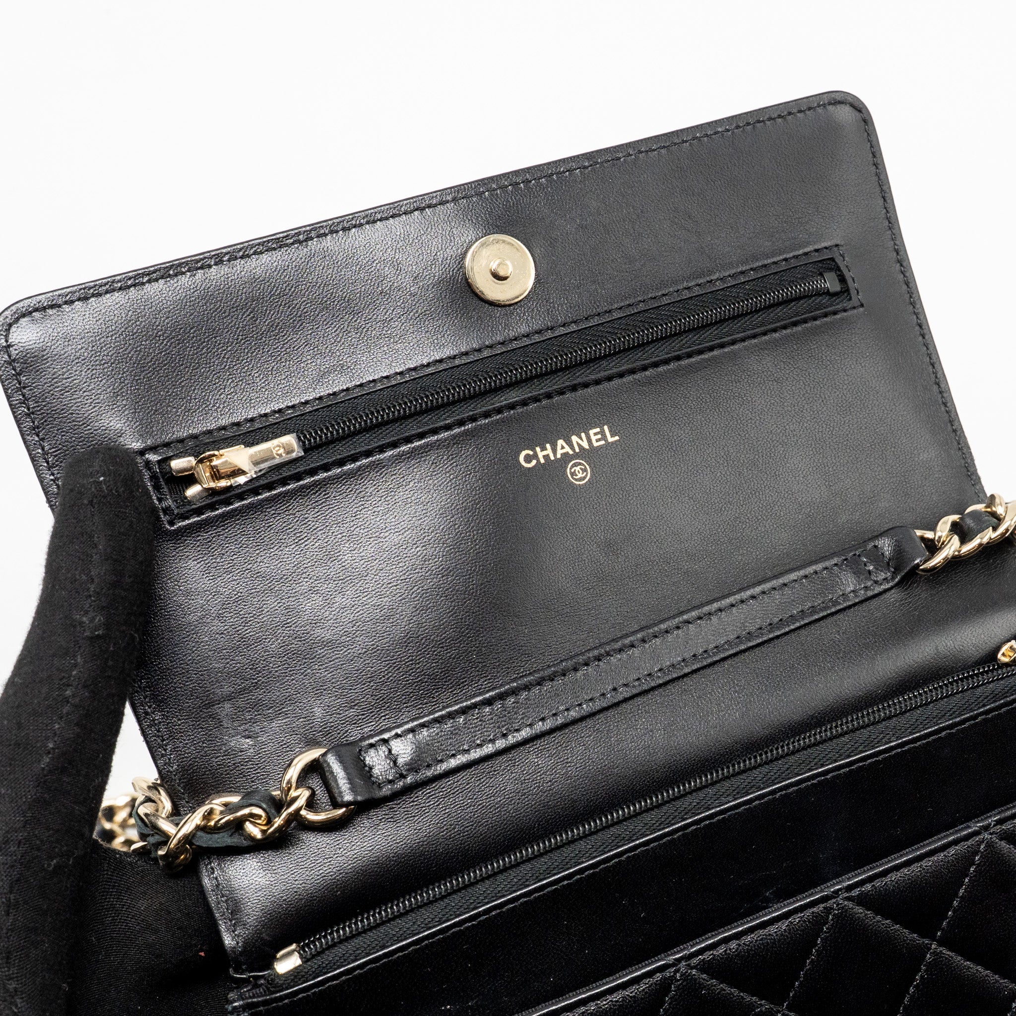 CHANEL COCO CHARM WALLET ON CHAIN LAMBSKIN BLACK LGHW