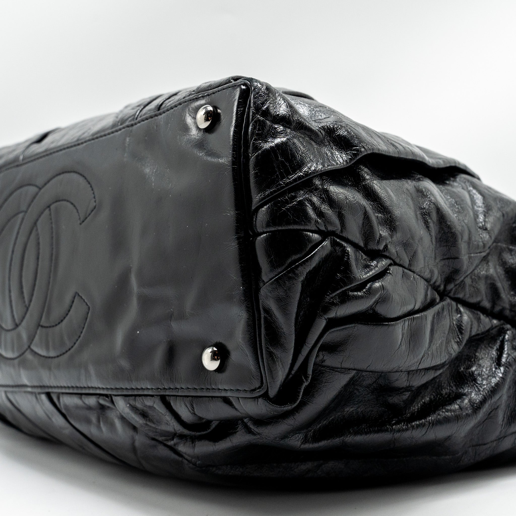 CHANEL TWISTED TOTE BAG CALFSKIN BLACK SHW